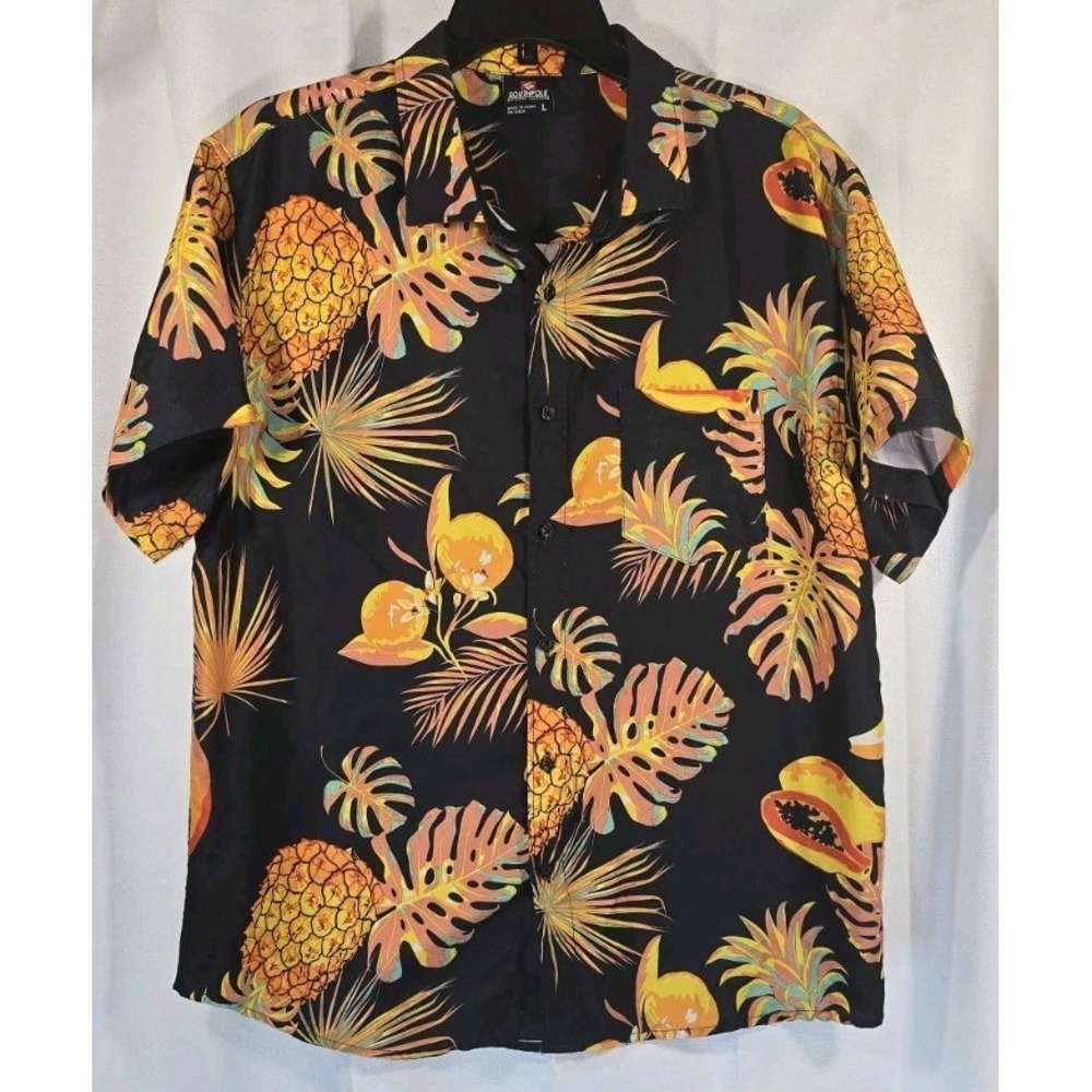South Pole Button Up Hawaiian Style‎ Shirt Size Large - Upside Down Pineapples!